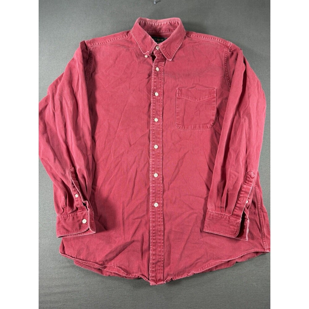 Vintage J Crew Oarsman Shirt Mens L Red Twill Button Down LS Pocket USA Made